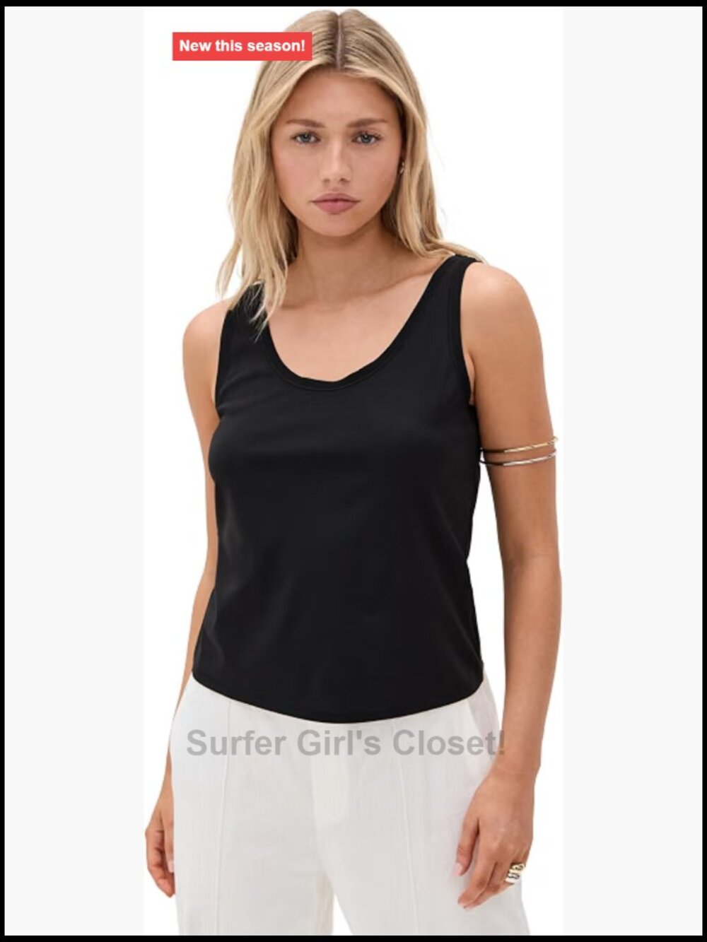 Theory Women's S Trim C Tank - Sleeveless Knit Top, Scoop Neck, Black